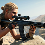 **A powerful sniper character in "Nikke: Goddess of Victory" aiming from a high vantage point.** (Focus: New Sniper Rifle and Character)
