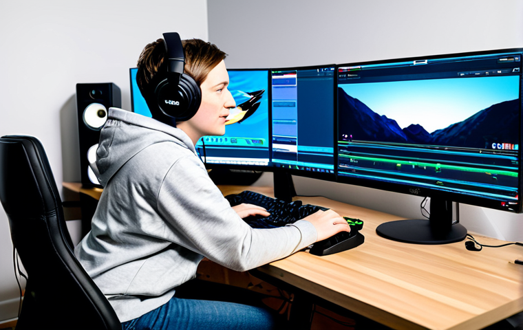 A focused professional streamer, gender-neutral, wearing a modest, modern gaming hoodie and jeans. The streamer is seated at an ergonomic desk in a meticulously organized, well-lit gaming studio. In the foreground, a high-end gaming PC setup features multiple monitors displaying a clean, professional streaming interface and vibrant graphics from 'Goddess of Victory: Nikke'. A high-quality condenser microphone is visible on a boom arm, and a webcam is subtly placed above the main monitor. The streamer's hands are resting on a keyboard, with a natural, calm expression. Professional photography, high resolution, soft studio lighting, realistic, perfect anatomy, correct proportions, natural pose, well-formed hands, proper finger count, natural body proportions, safe for work, appropriate content, fully clothed, professional dress, family-friendly.